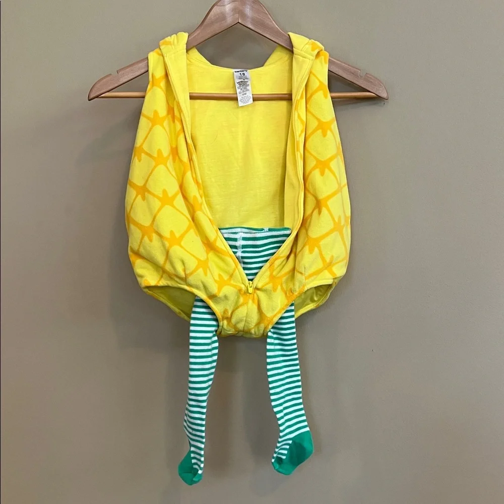 Carter's Yellow Pineapple Hooded Costume with Footed Stripe Tights 18 Months